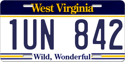 WV license plate 1UN842