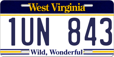 WV license plate 1UN843