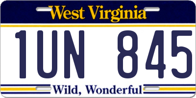 WV license plate 1UN845