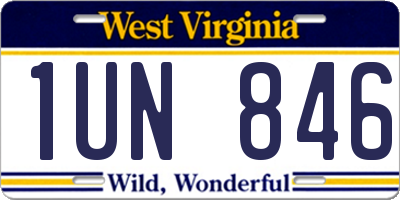 WV license plate 1UN846