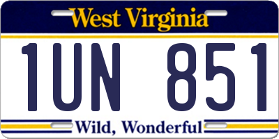 WV license plate 1UN851