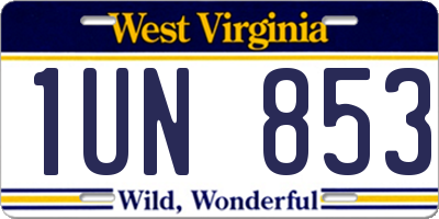 WV license plate 1UN853