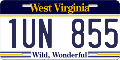 WV license plate 1UN855