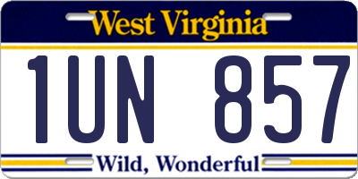 WV license plate 1UN857