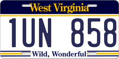 WV license plate 1UN858