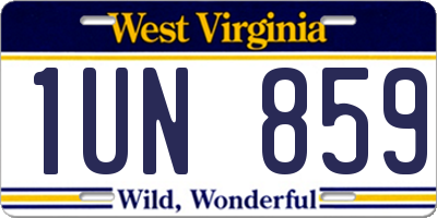 WV license plate 1UN859