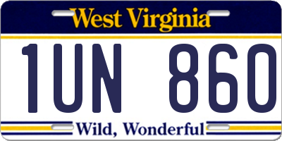 WV license plate 1UN860