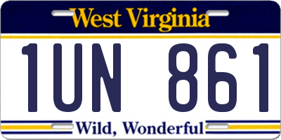 WV license plate 1UN861