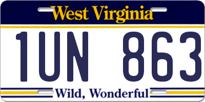 WV license plate 1UN863