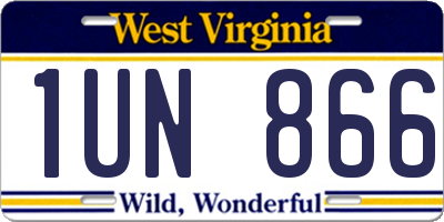 WV license plate 1UN866