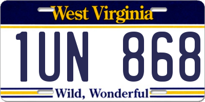 WV license plate 1UN868