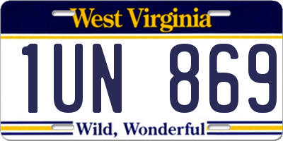 WV license plate 1UN869