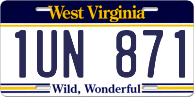 WV license plate 1UN871