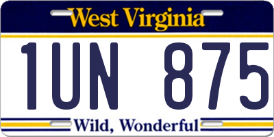 WV license plate 1UN875