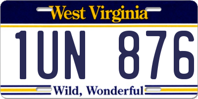 WV license plate 1UN876