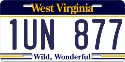 WV license plate 1UN877