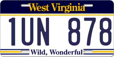 WV license plate 1UN878