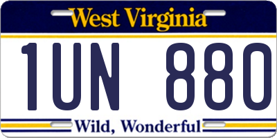 WV license plate 1UN880