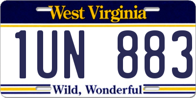 WV license plate 1UN883