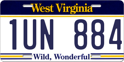 WV license plate 1UN884