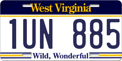 WV license plate 1UN885