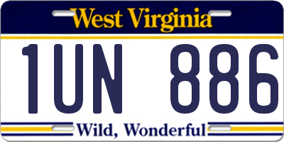 WV license plate 1UN886