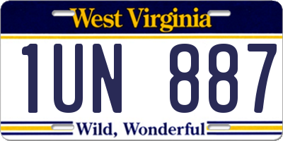 WV license plate 1UN887