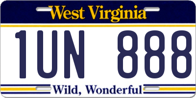 WV license plate 1UN888