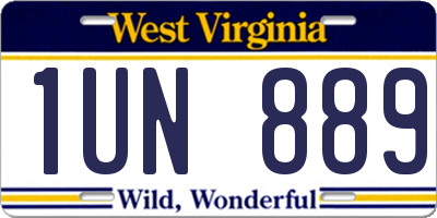 WV license plate 1UN889