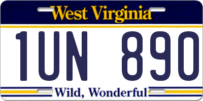 WV license plate 1UN890