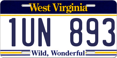 WV license plate 1UN893