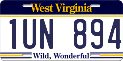 WV license plate 1UN894