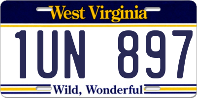 WV license plate 1UN897