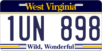 WV license plate 1UN898