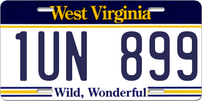 WV license plate 1UN899