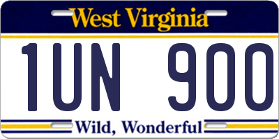 WV license plate 1UN900