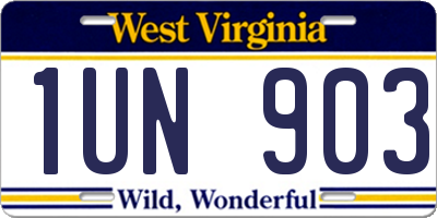 WV license plate 1UN903