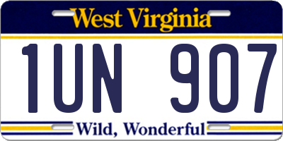 WV license plate 1UN907