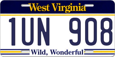 WV license plate 1UN908
