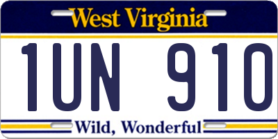 WV license plate 1UN910