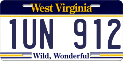 WV license plate 1UN912