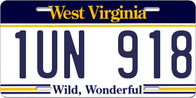 WV license plate 1UN918