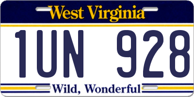WV license plate 1UN928