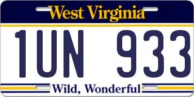 WV license plate 1UN933