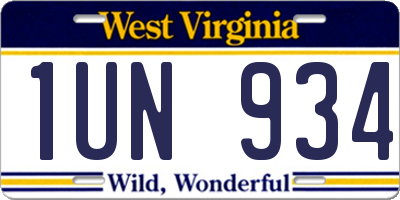 WV license plate 1UN934