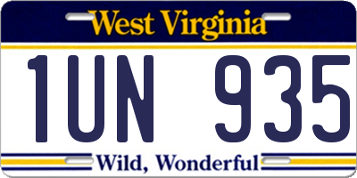 WV license plate 1UN935
