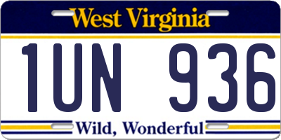 WV license plate 1UN936