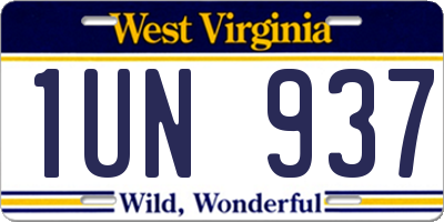 WV license plate 1UN937