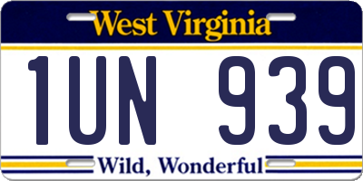 WV license plate 1UN939