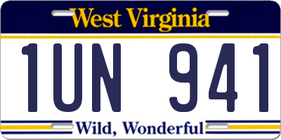 WV license plate 1UN941